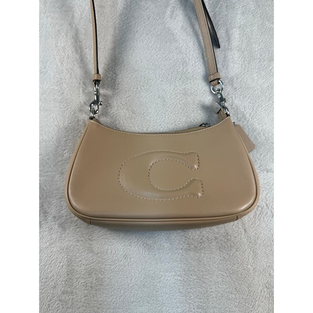 Coach Nina Small Tote Bag Beige Taupe Refined Calf Leather For Women